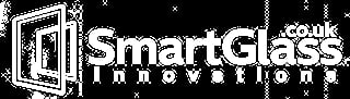 SmartGlass Innovations logo with window icon and .co.uk domain on black background